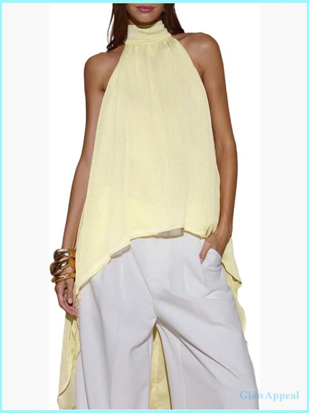 Chiffon Asymmetrical Halter Top Sleeveless Y2K Going Out Tops